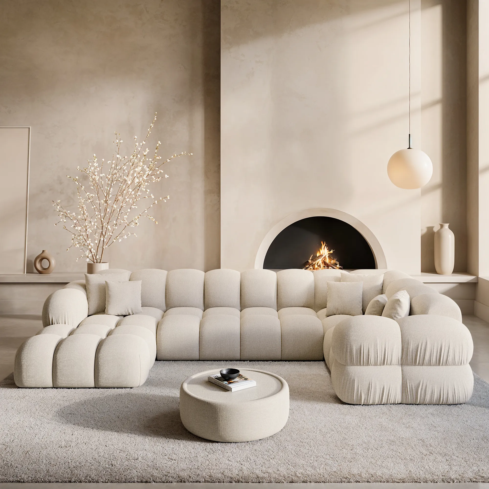 Strukturstoff U-Form XL Wohnlandschaft Avoria – Bild 9