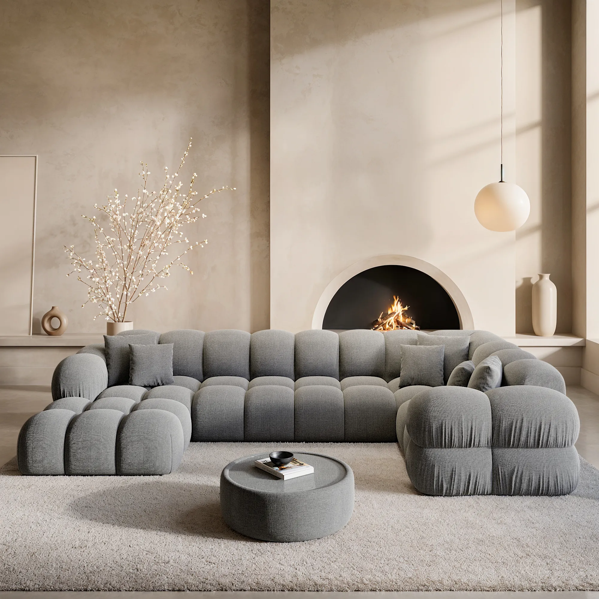 Strukturstoff U-Form XL Wohnlandschaft Avoria – Bild 12