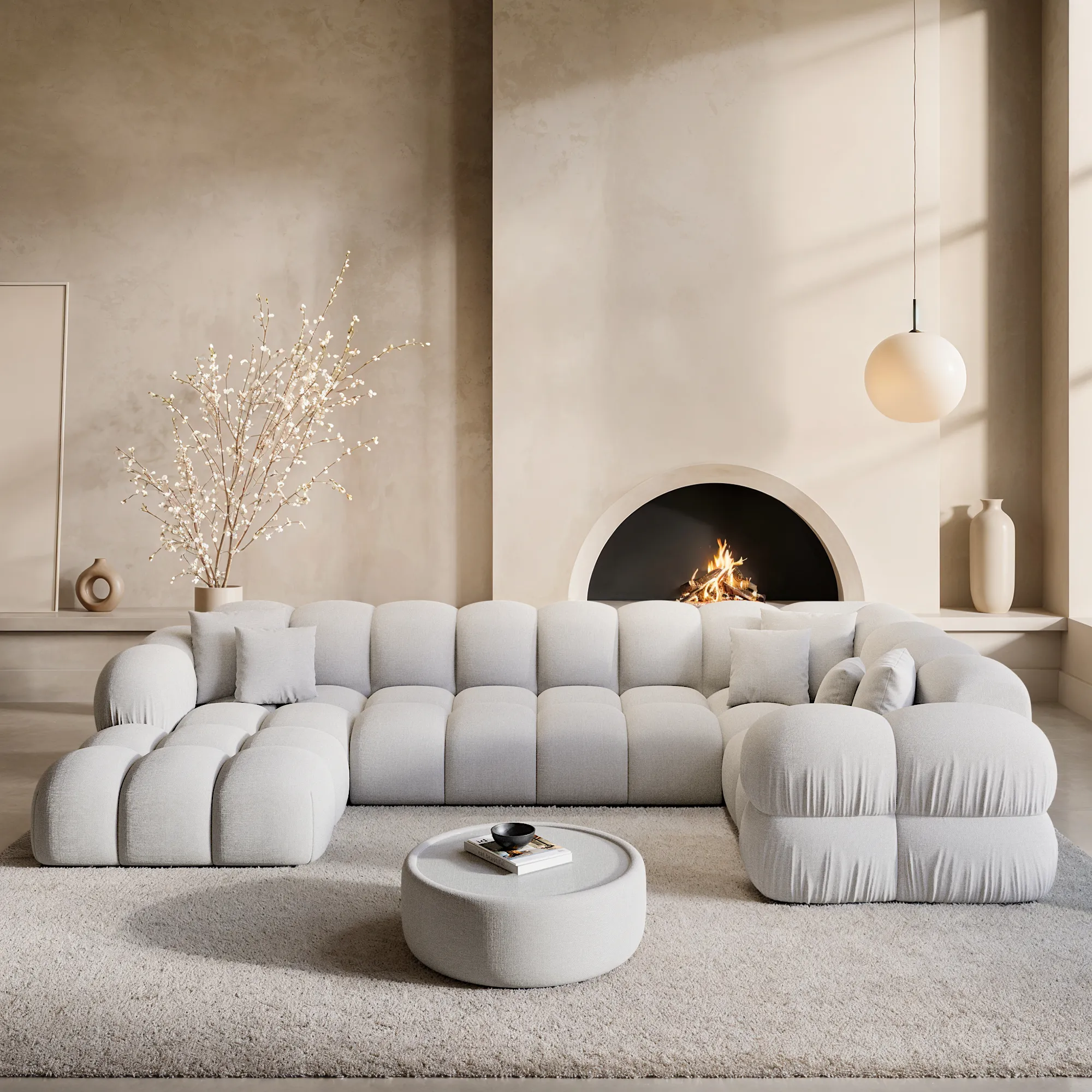 Strukturstoff U-Form XL Wohnlandschaft Avoria – Bild 14