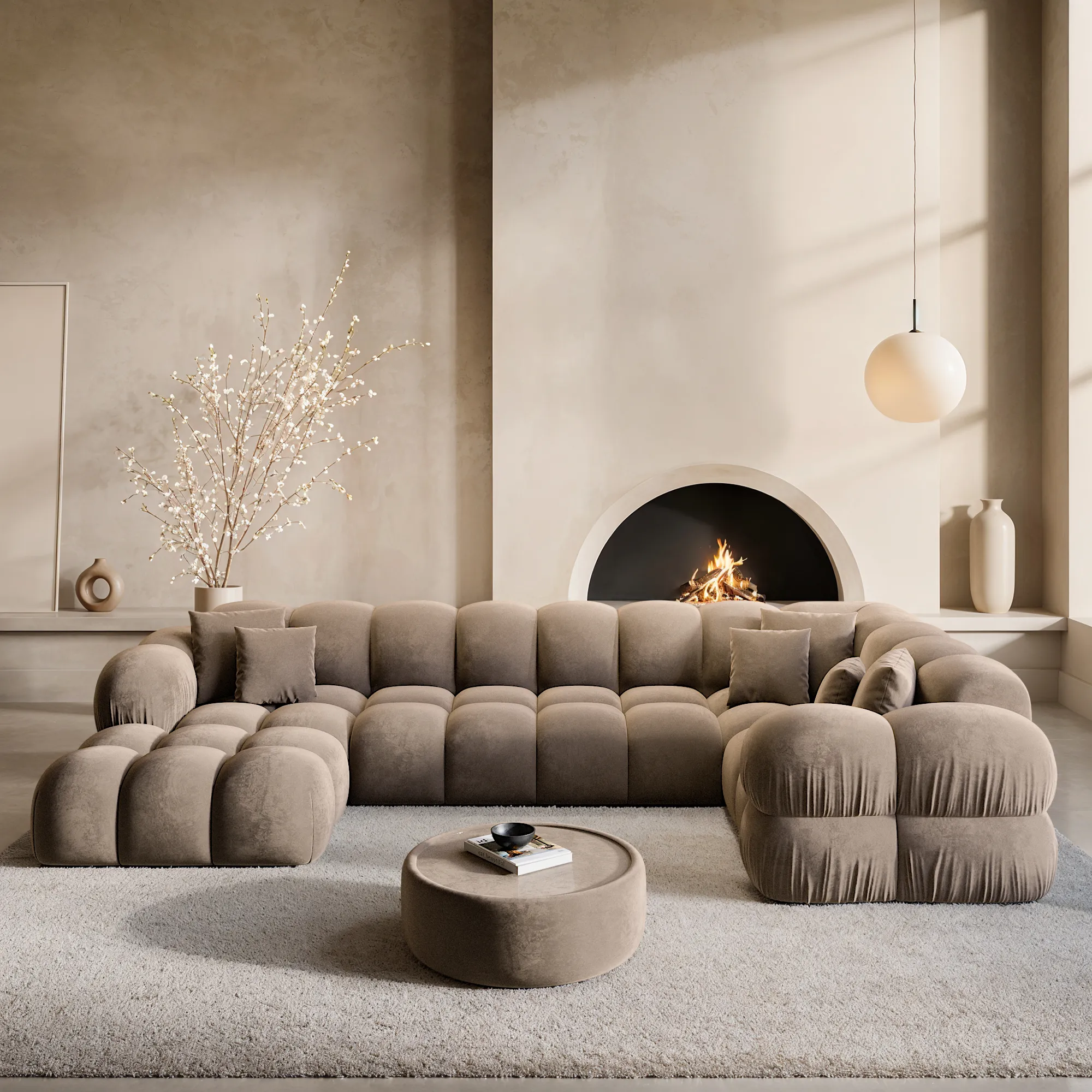Samtstoff U-Form XL Wohnlandschaft Avoria – Bild 2