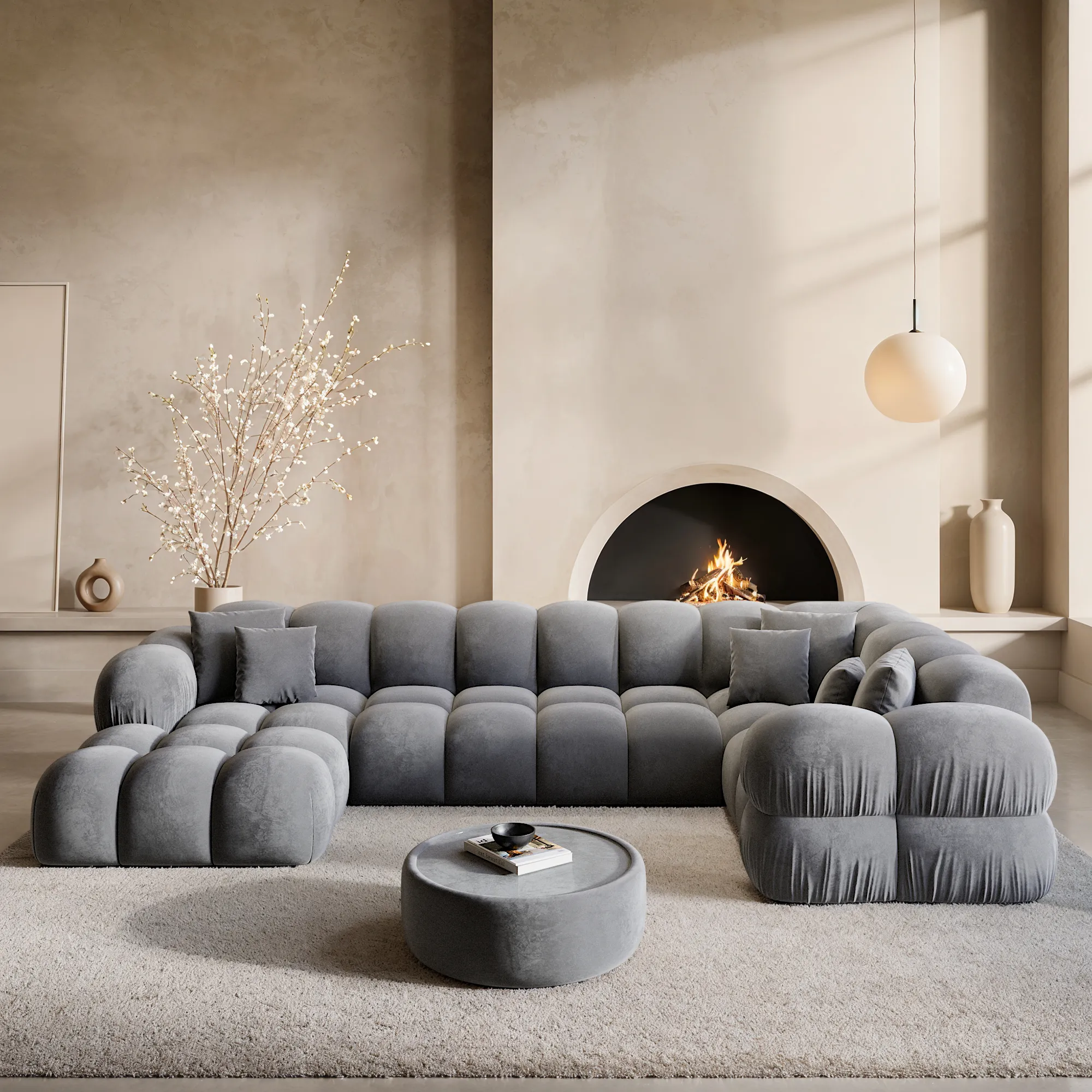 Samtstoff U-Form XL Wohnlandschaft Avoria – Bild 4