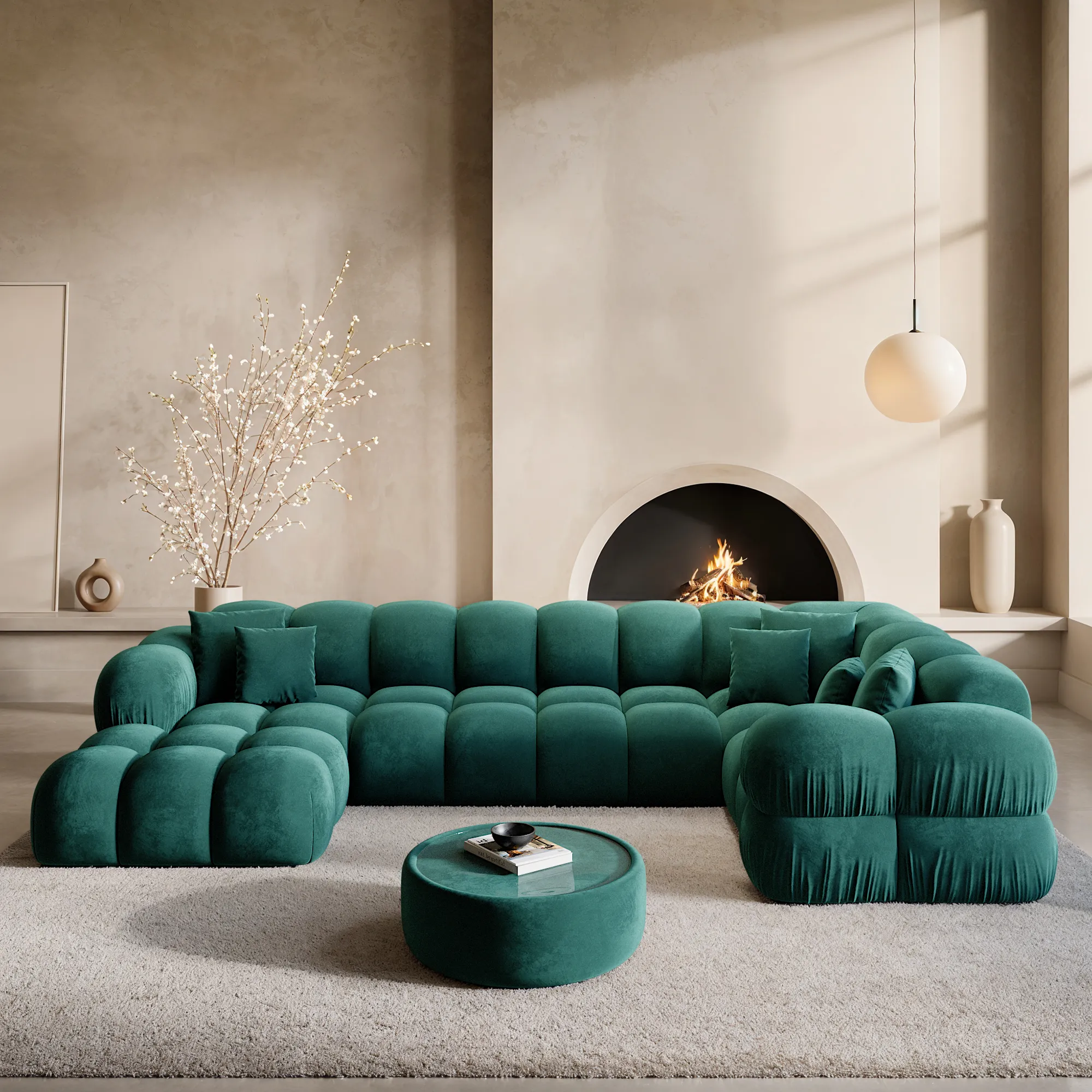 Samtstoff U-Form XL Wohnlandschaft Avoria – Bild 5