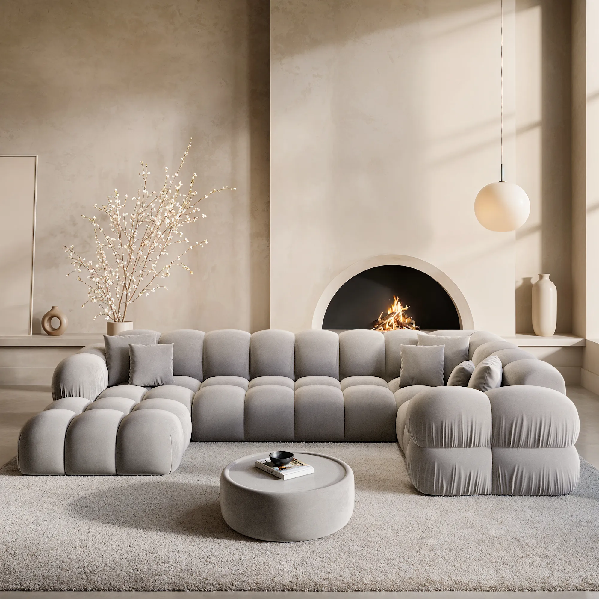 Samtstoff U-Form XL Wohnlandschaft Avoria – Bild 10