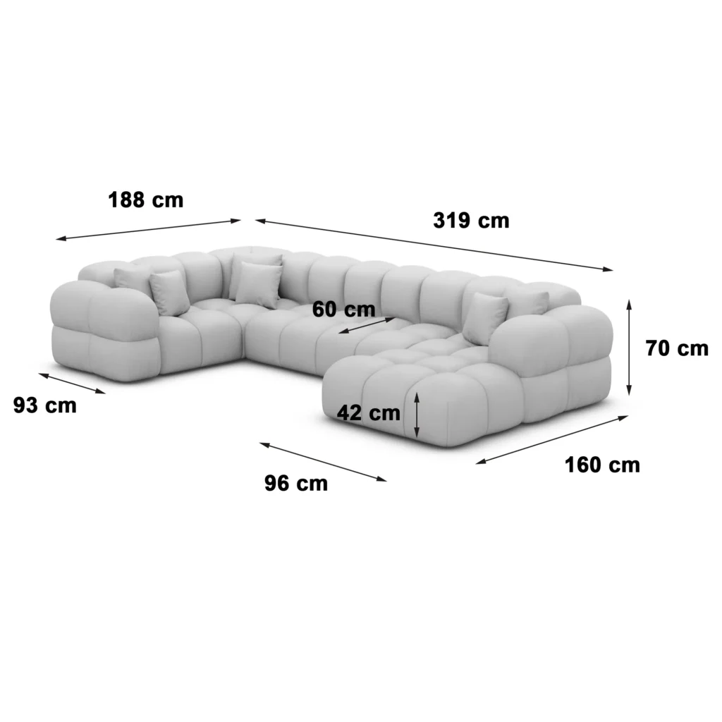 Samtstoff U-Form XL Wohnlandschaft Avoria