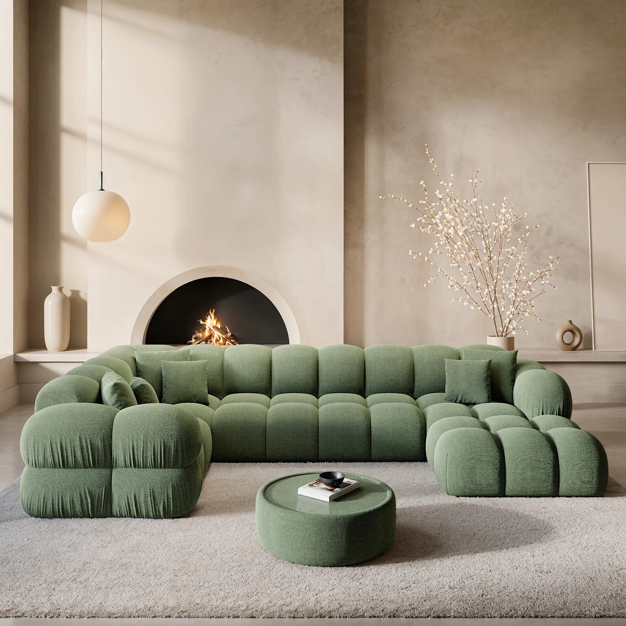 Strukturstoff U-Form XL Wohnlandschaft Avoria