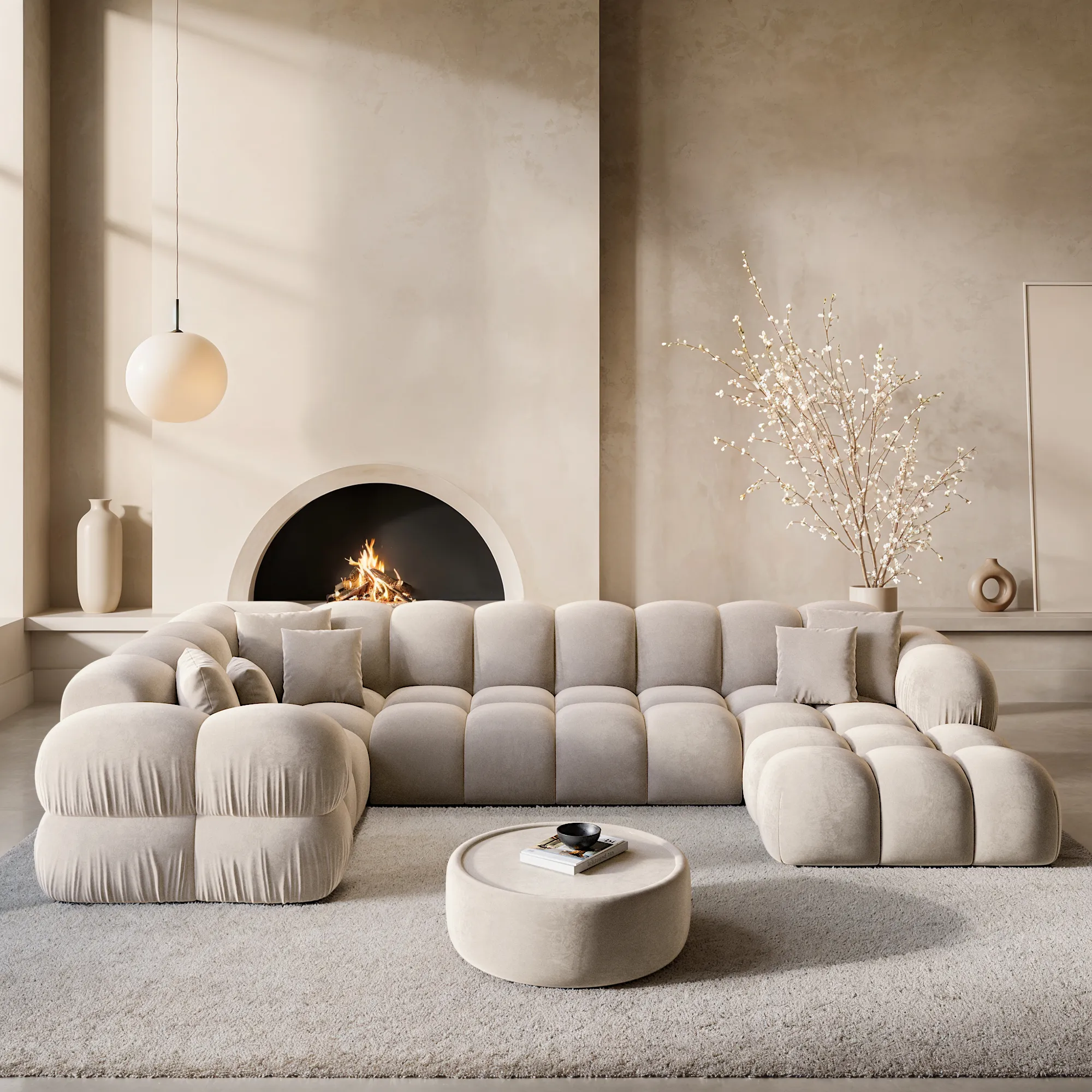 Samtstoff U-Form XL Wohnlandschaft Avoria – Bild 15