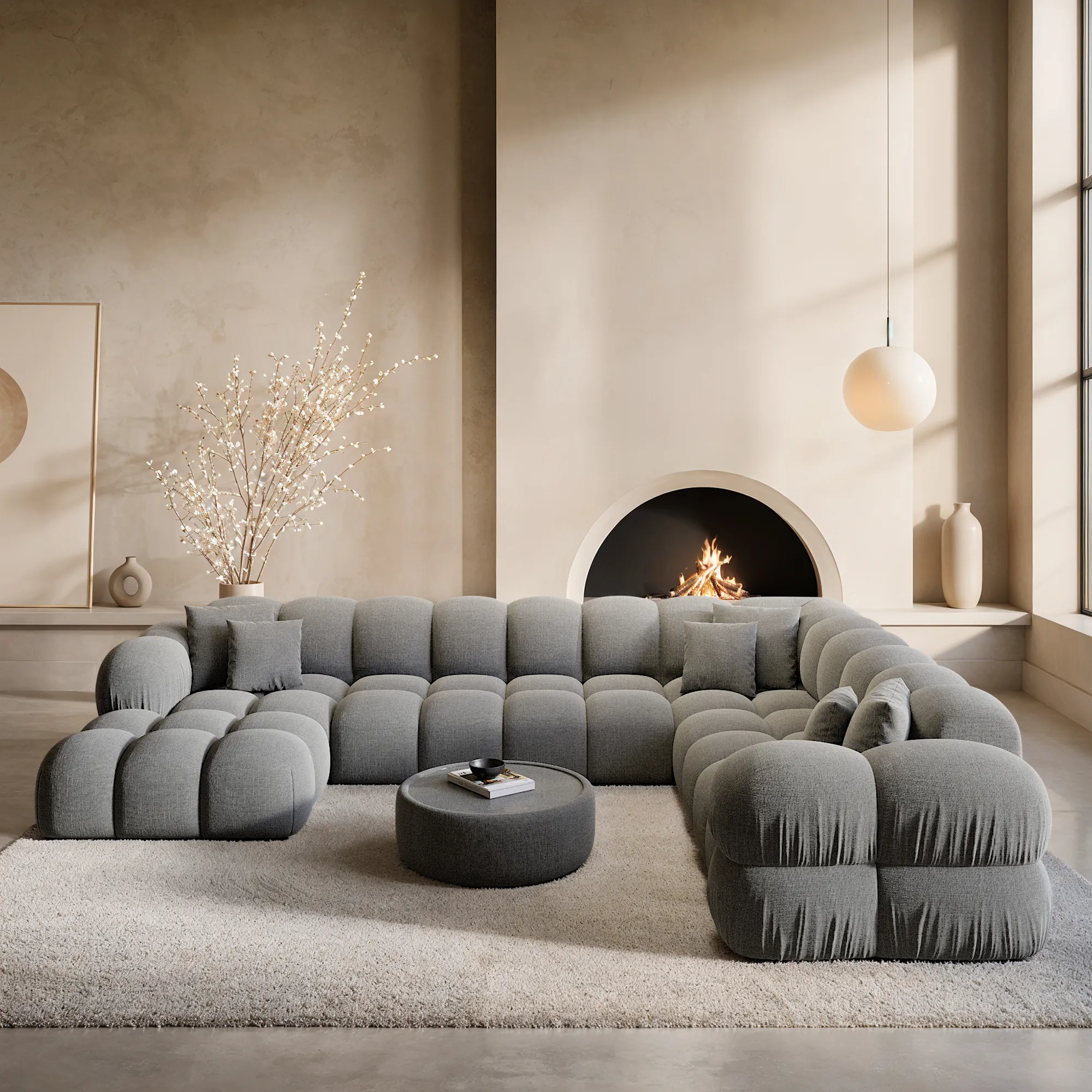Strukturstoff U-Form XXL Wohnlandschaft Avoria – Bild 10