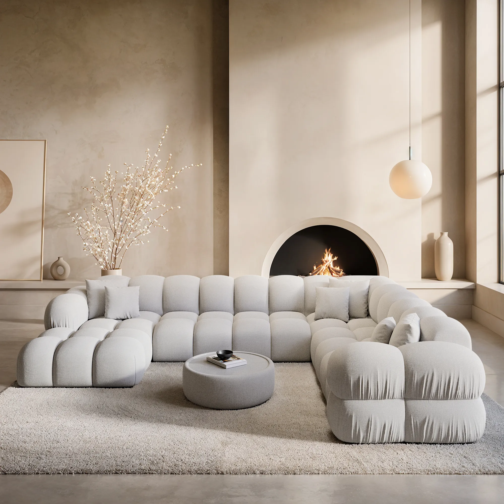 Strukturstoff U-Form XXL Wohnlandschaft Avoria – Bild 12