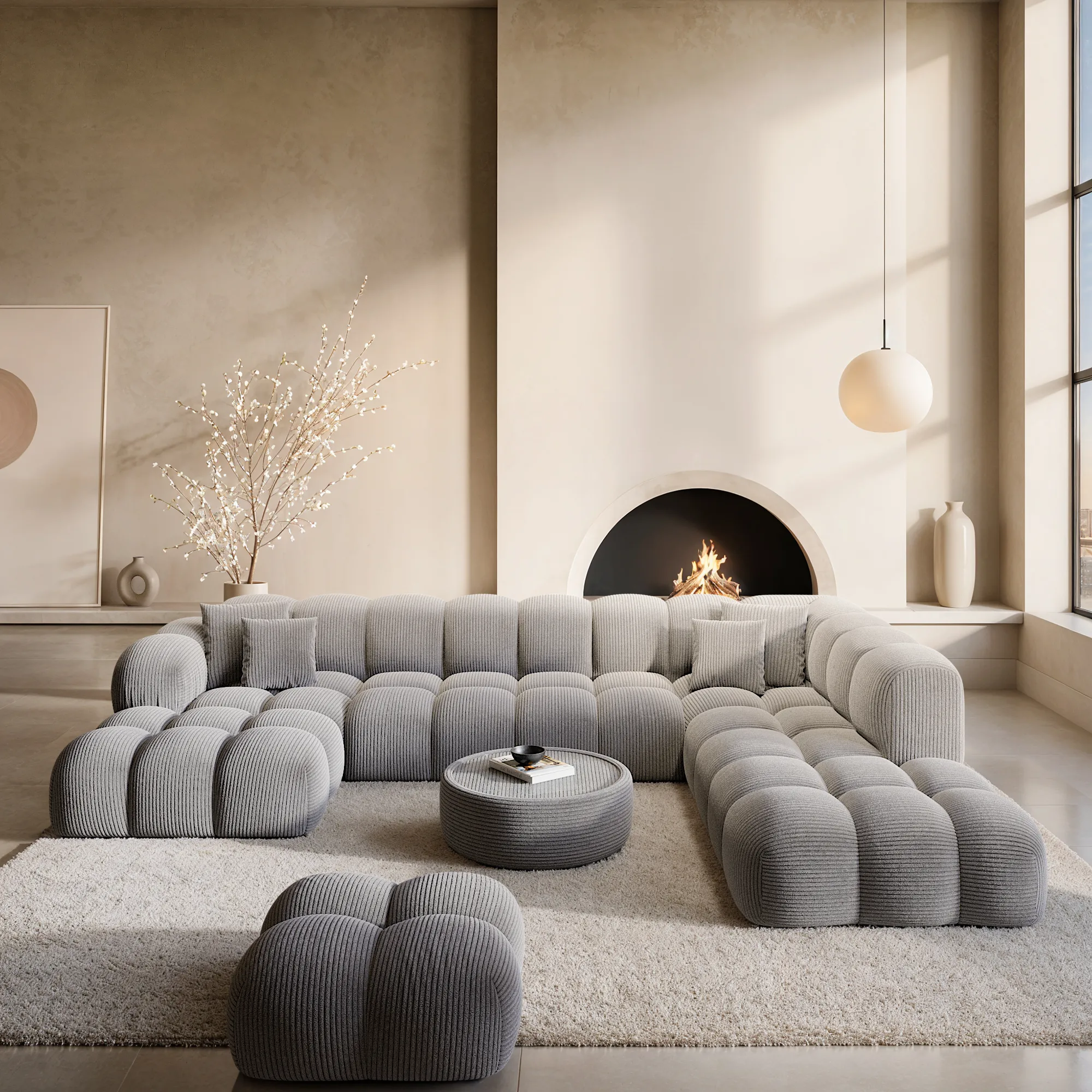 Cord U-Form XXL Lounge Wohnlandschaft Avoria – Bild 4