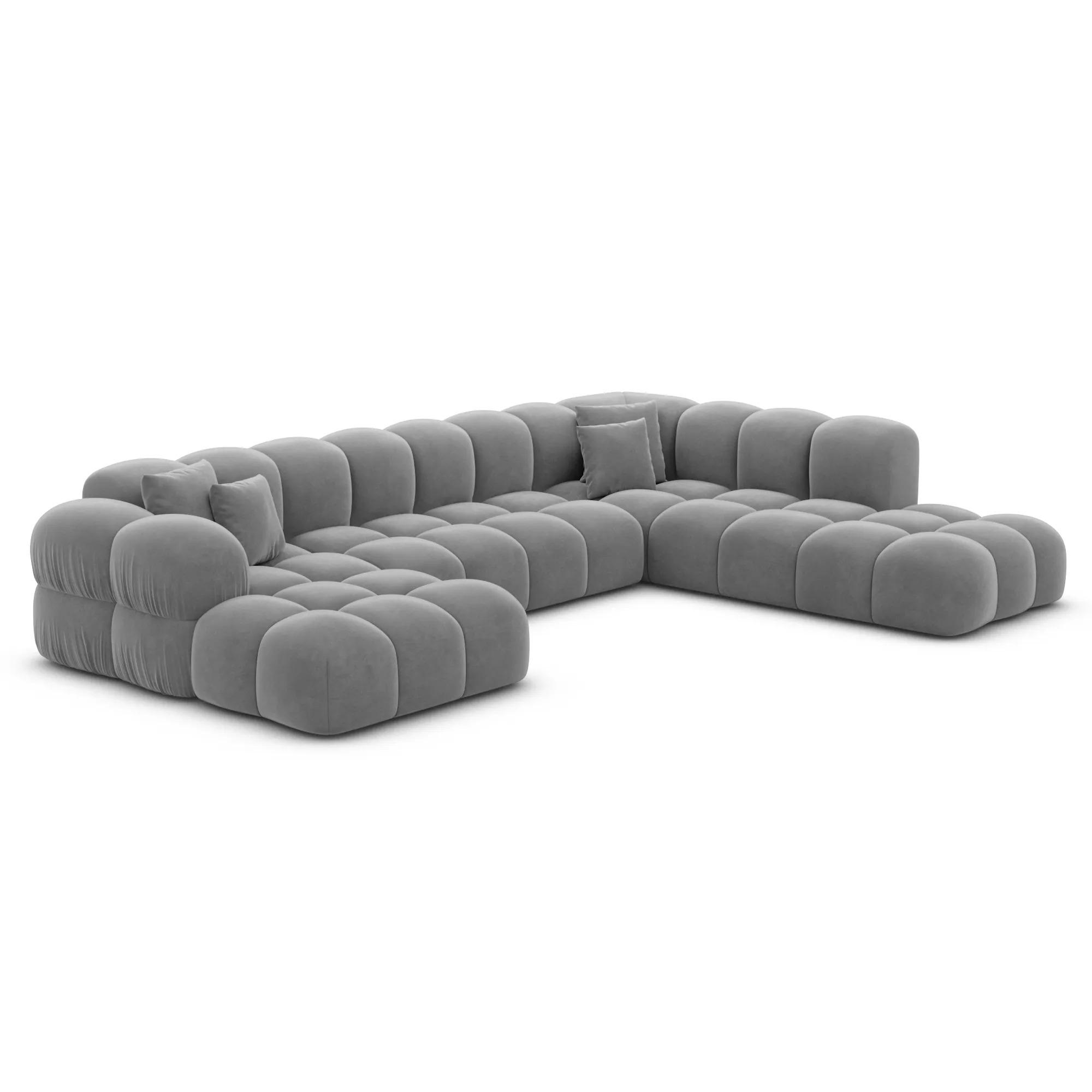 Samtstoff U-Form XXL Lounge Wohnlandschaft Avoria – Bild 43