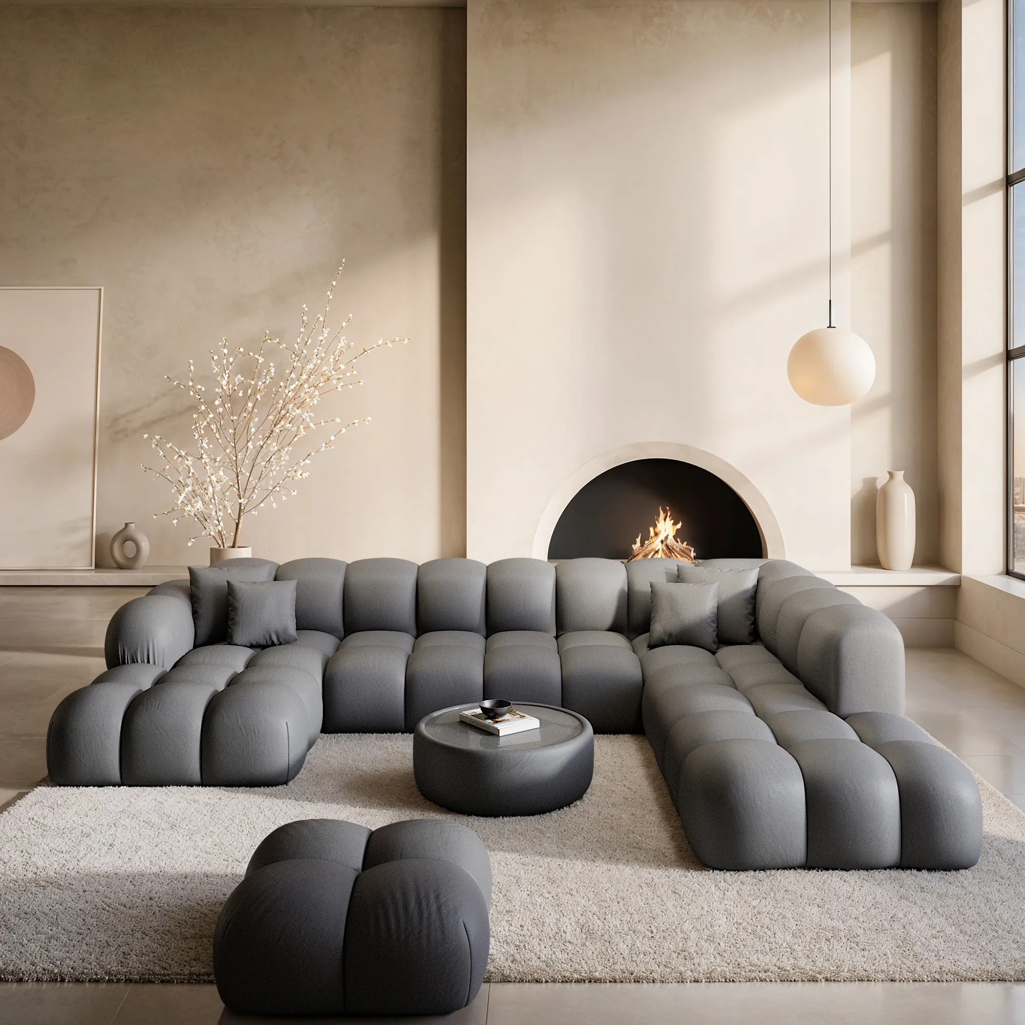 Echtleder U-Form XXL Lounge Wohnlandschaft Avoria – Bild 11