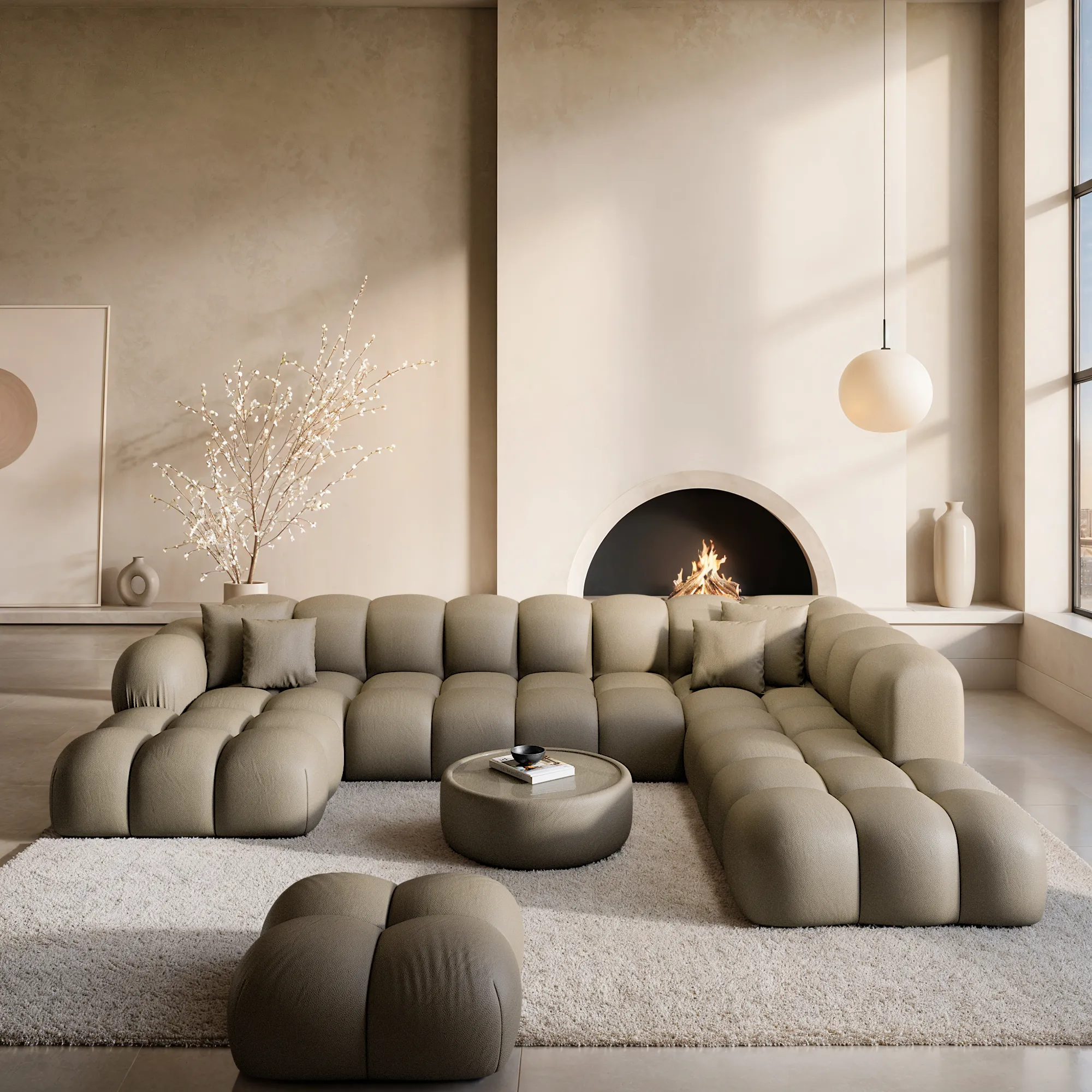 Kunstleder U-Form XXL Lounge Wohnlandschaft Avoria – Bild 3