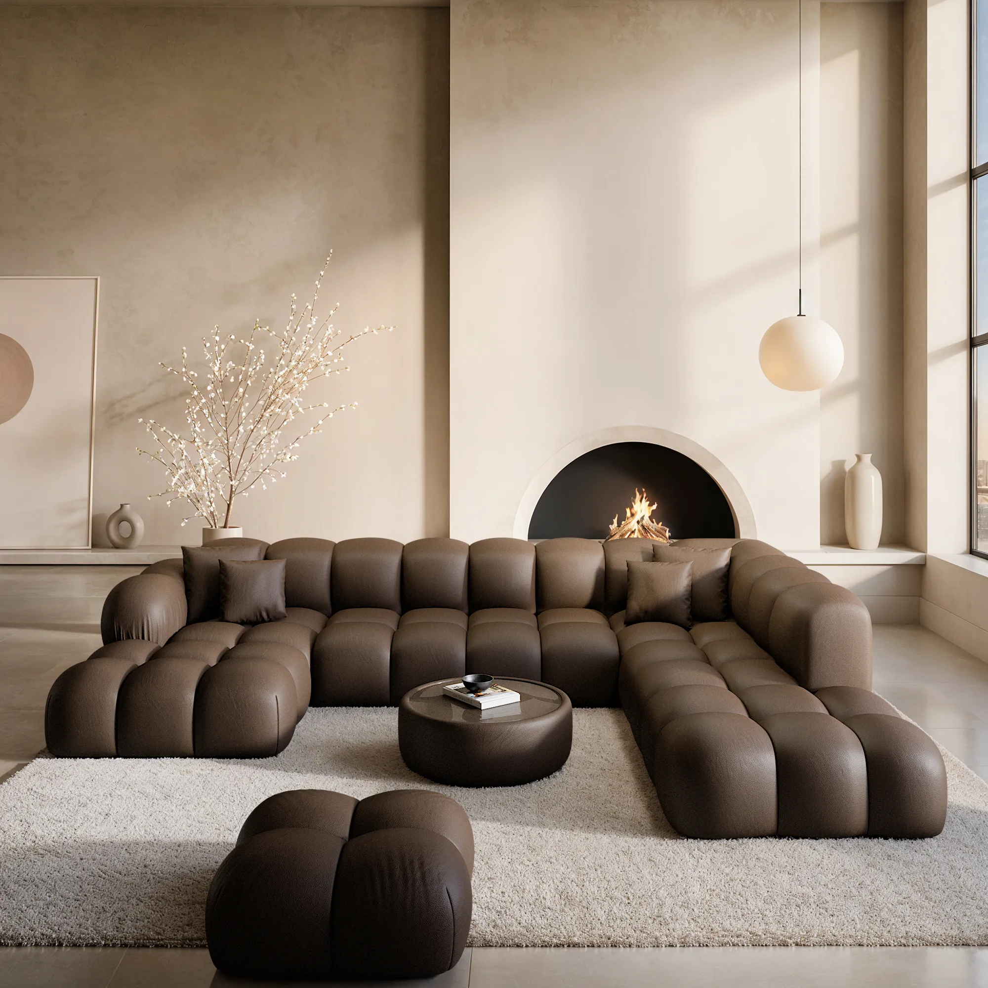 Kunstleder U-Form XXL Lounge Wohnlandschaft Avoria – Bild 4