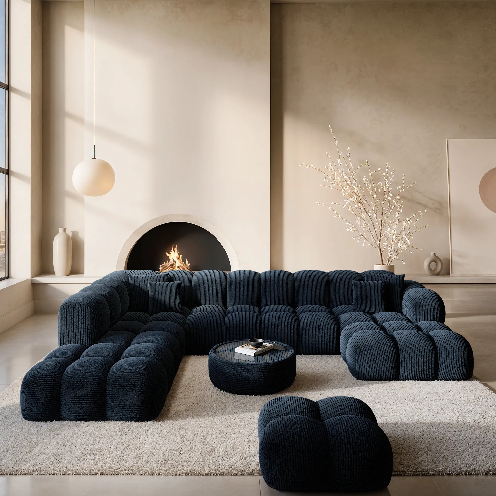 Cord U-Form XXL Lounge Wohnlandschaft Avoria – Bild 5