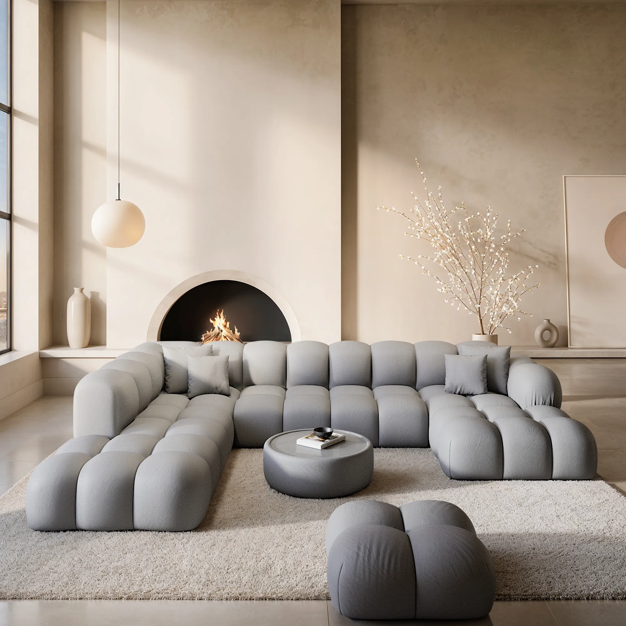 Echtleder U-Form XXL Lounge Wohnlandschaft Avoria – Bild 4