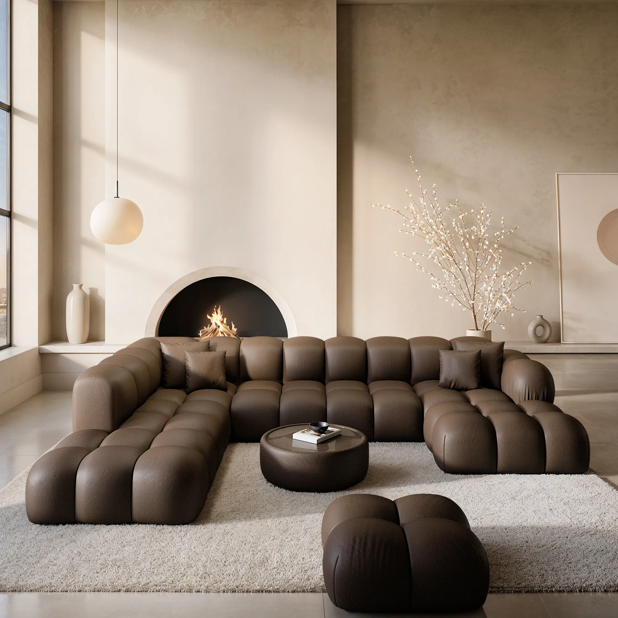 Kunstleder U-Form XXL Lounge Wohnlandschaft Avoria – Bild 12