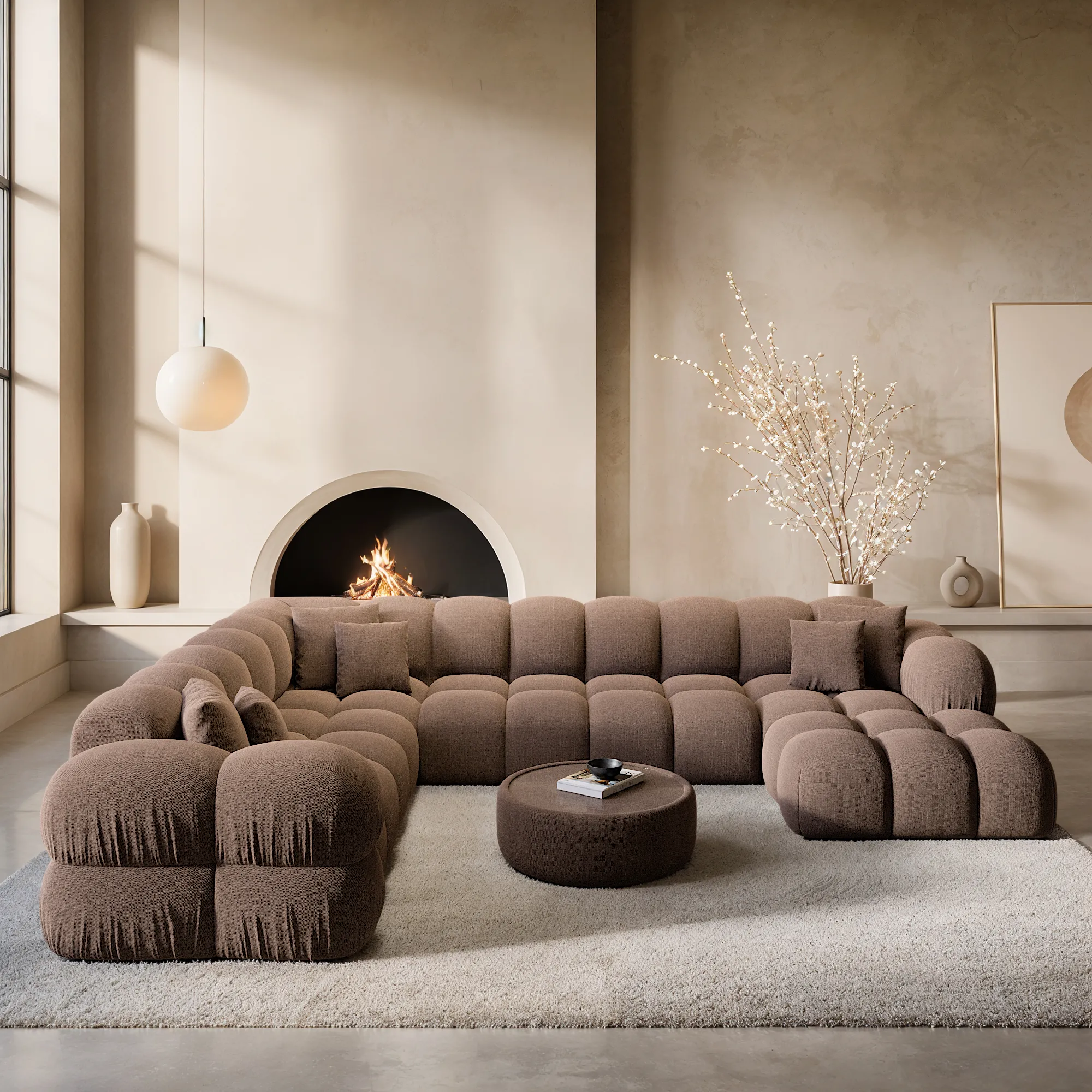 Strukturstoff U-Form XXL Wohnlandschaft Avoria – Bild 16