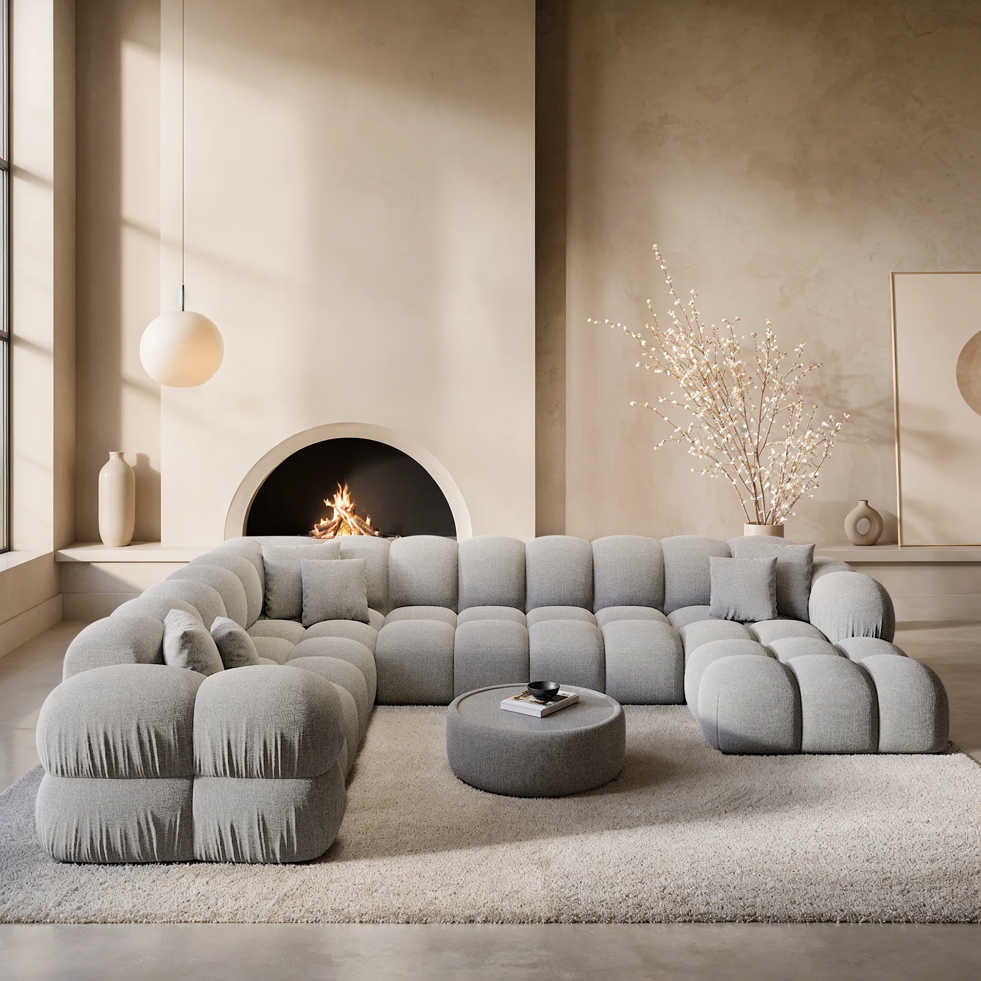 Strukturstoff U-Form XXL Wohnlandschaft Avoria