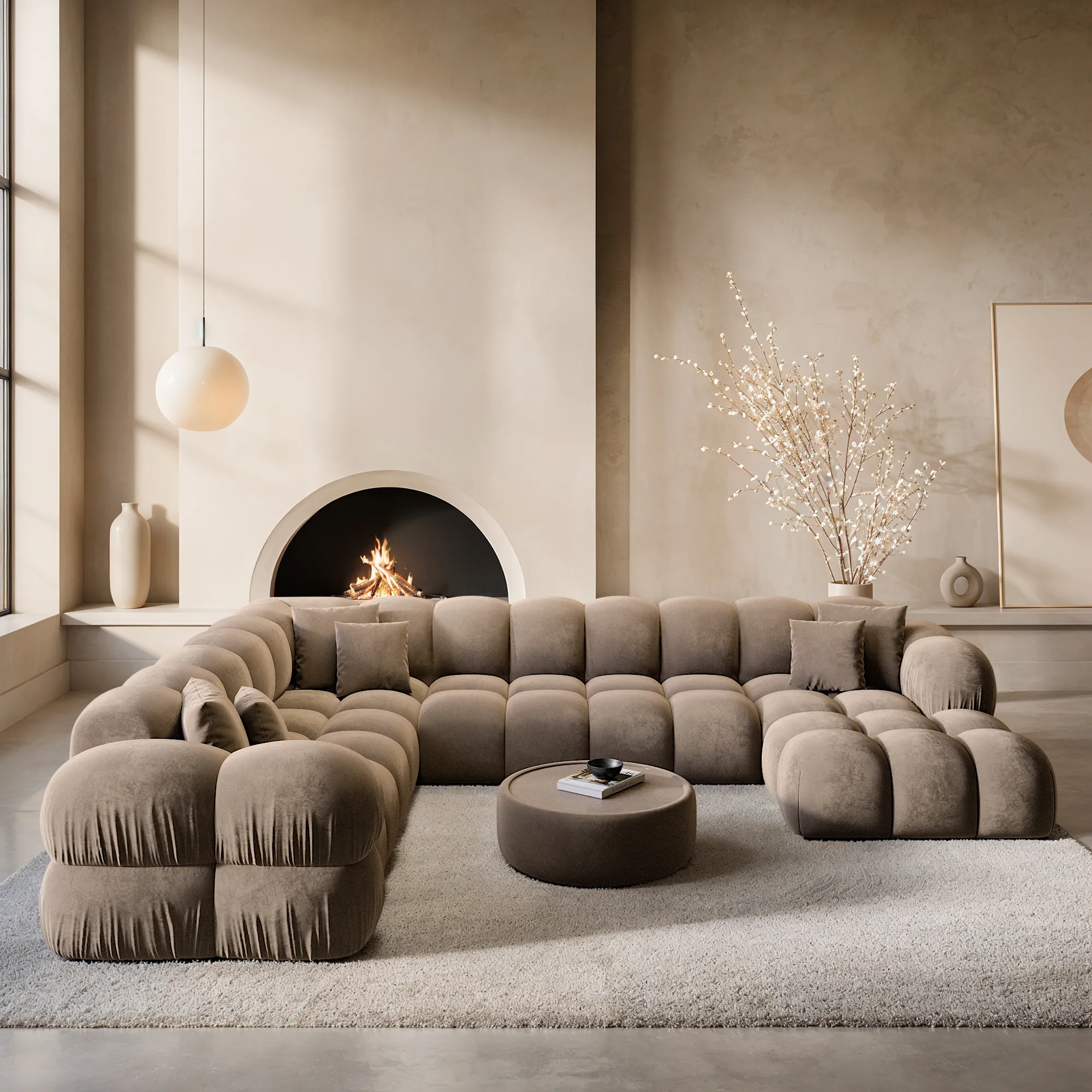 Samtstoff U-Form XXL Wohnlandschaft Avoria – Bild 24