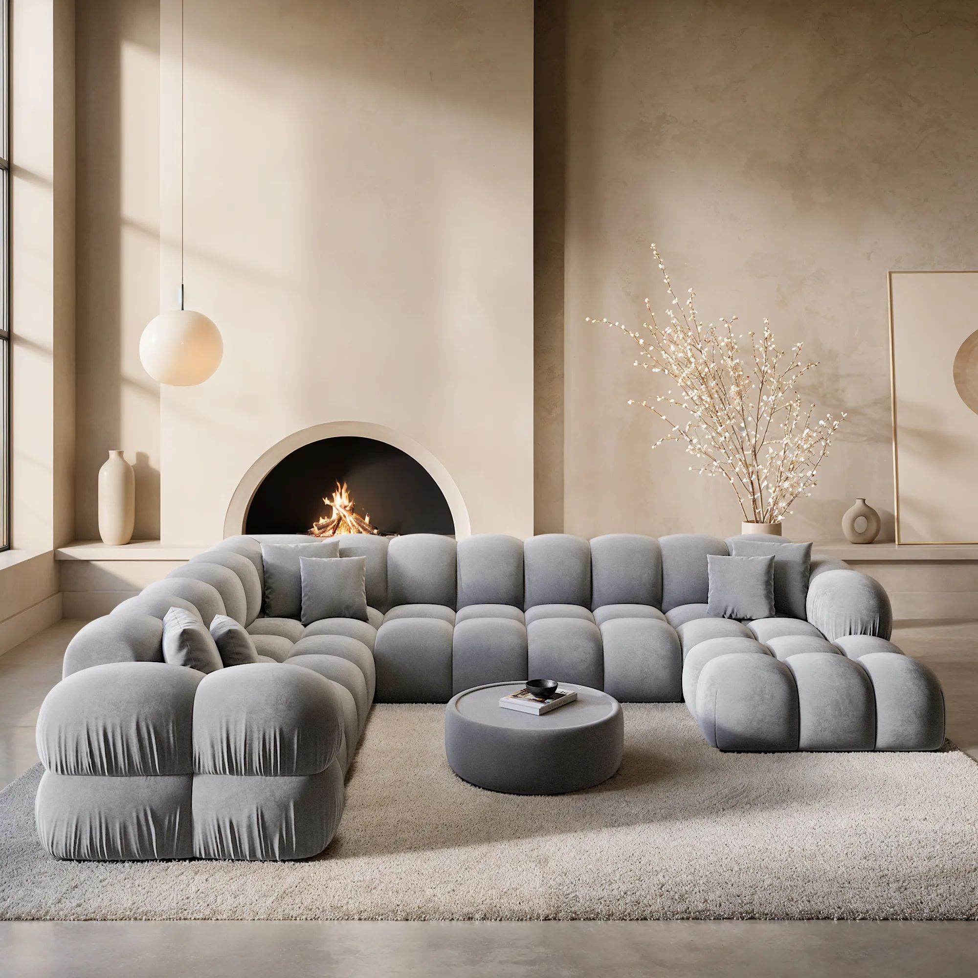 Samtstoff U-Form XXL Wohnlandschaft Avoria – Bild 4