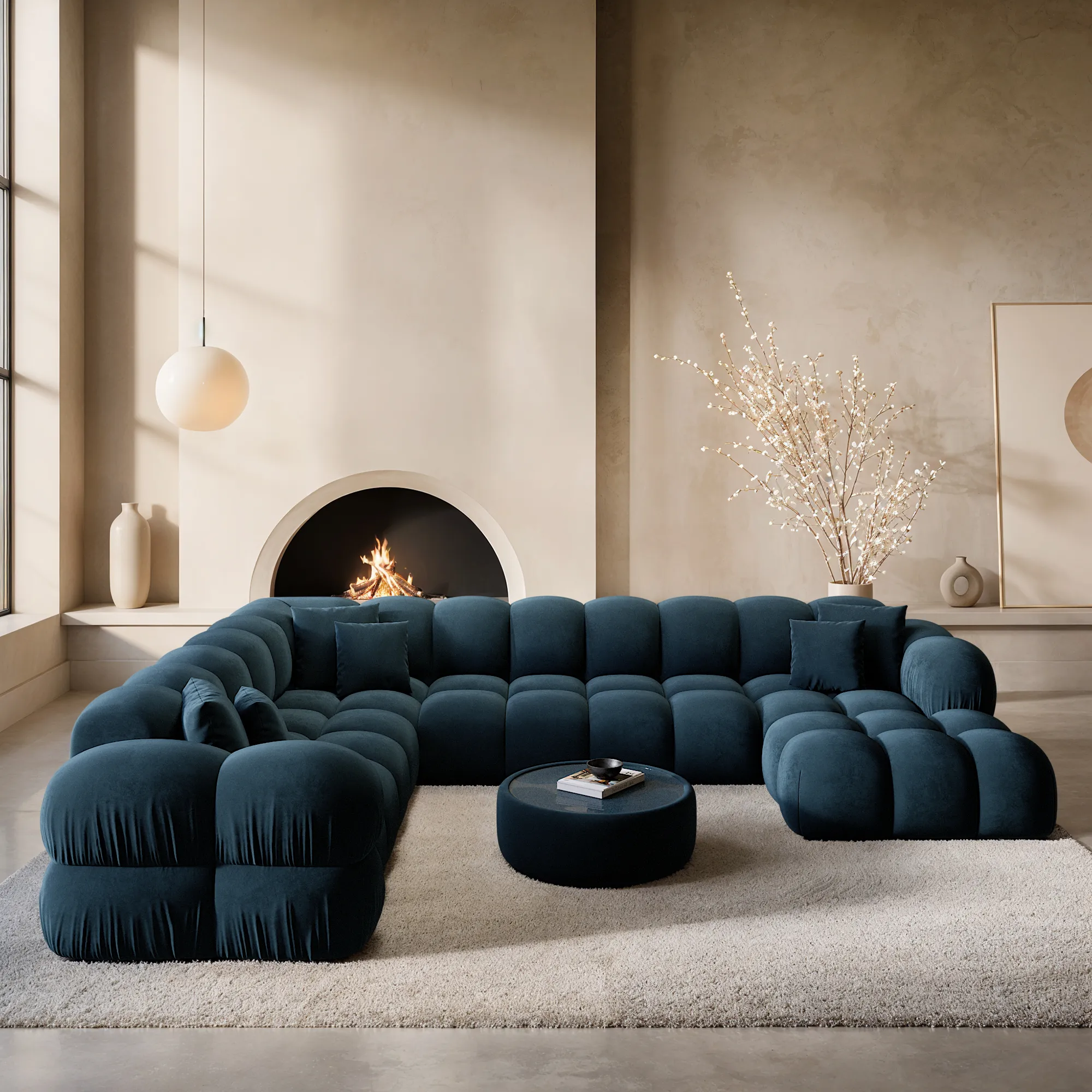 Samtstoff U-Form XXL Wohnlandschaft Avoria – Bild 5