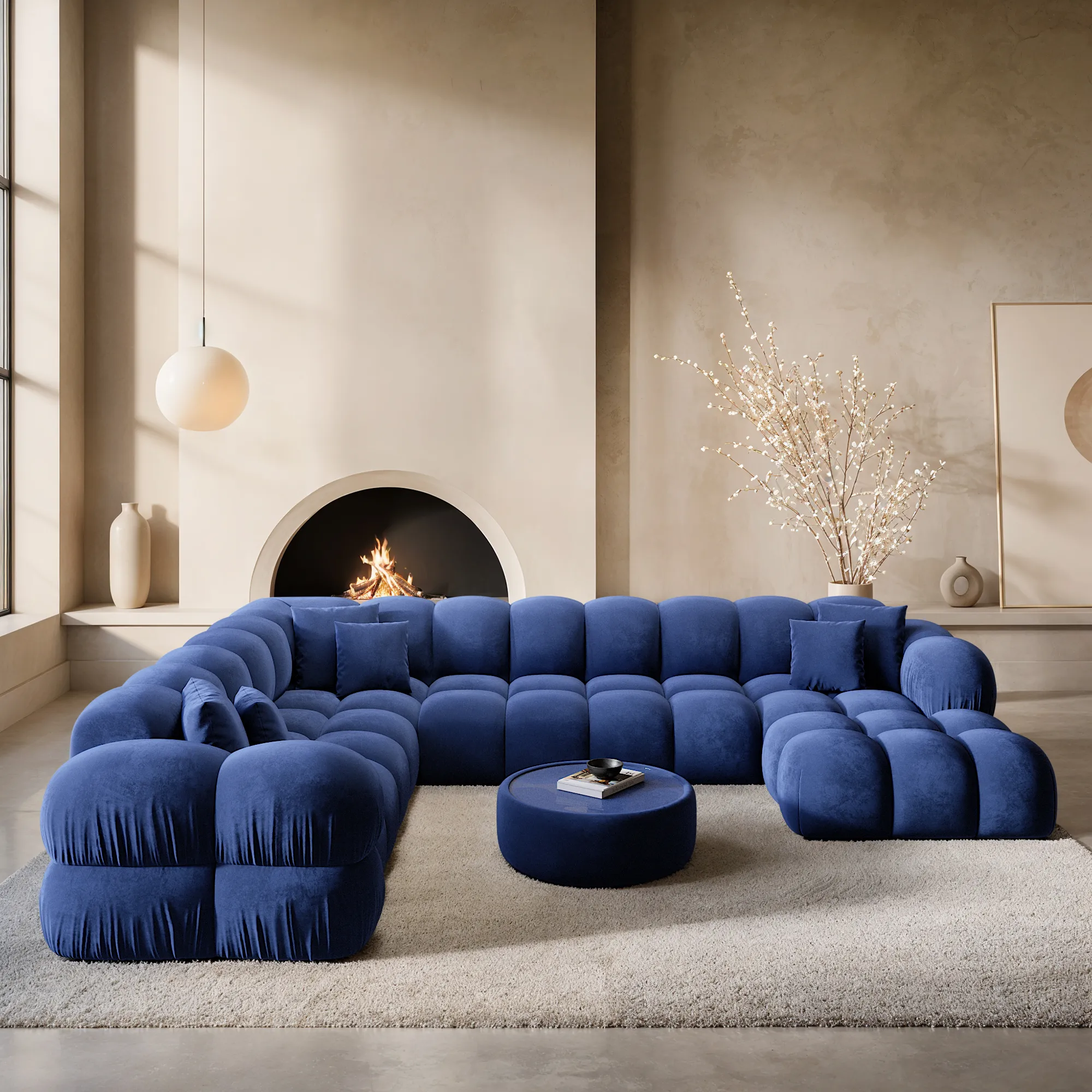 Samtstoff U-Form XXL Wohnlandschaft Avoria – Bild 7