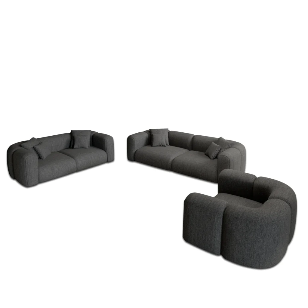 Strukturstoff 3-2-1-Sitzer Sofa Set Belio