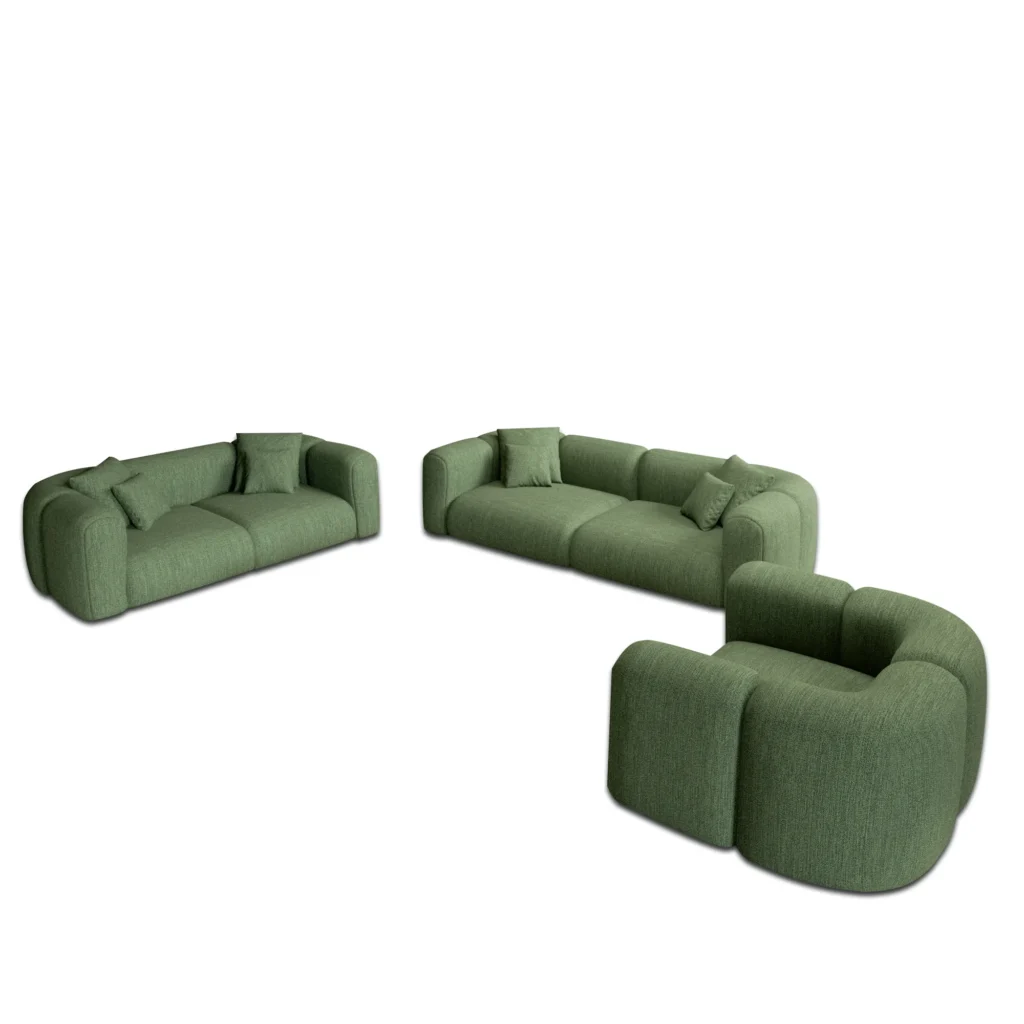 Strukturstoff 3-2-1-Sitzer Sofa Set Belio