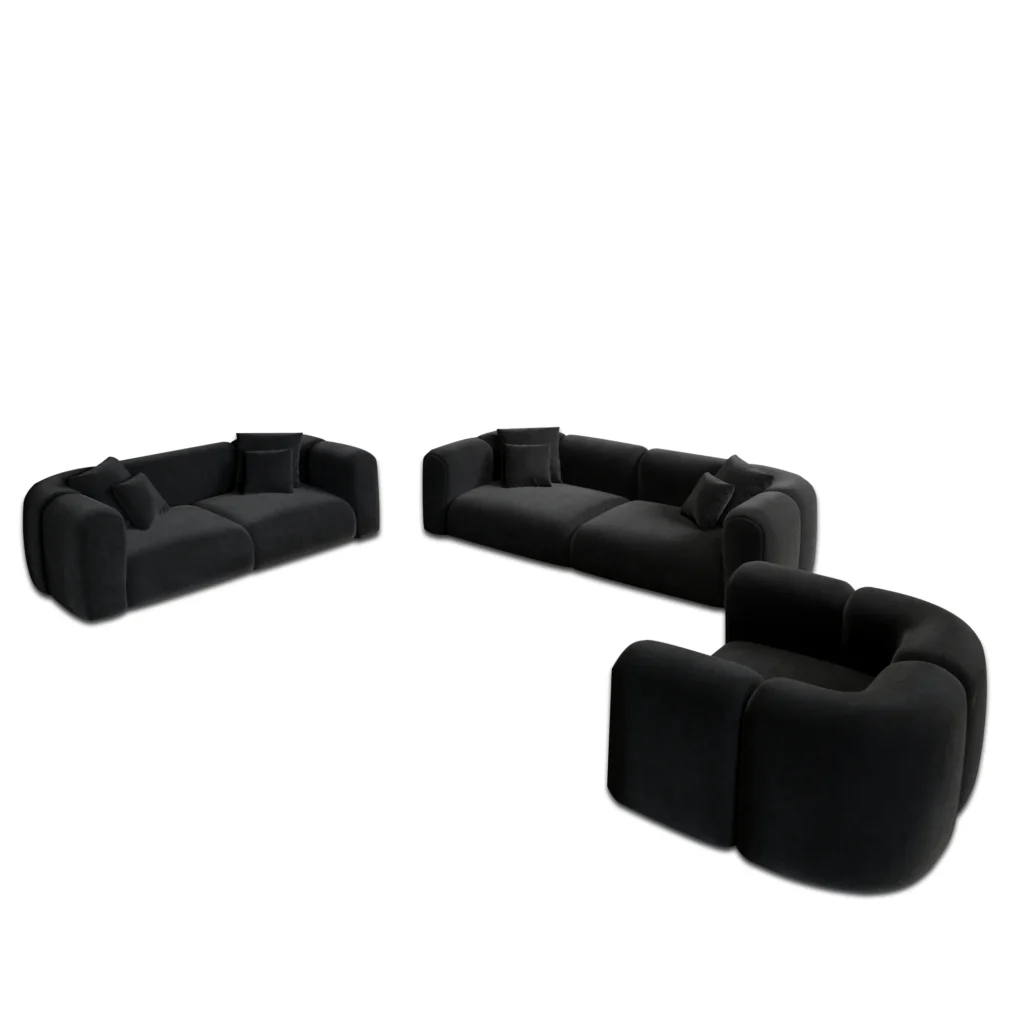 Samtstoff 3-2-1-Sitzer Sofa Set Belio