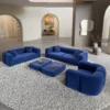 Samtstoff 3-2-1-Sitzer Sofa Set Belio