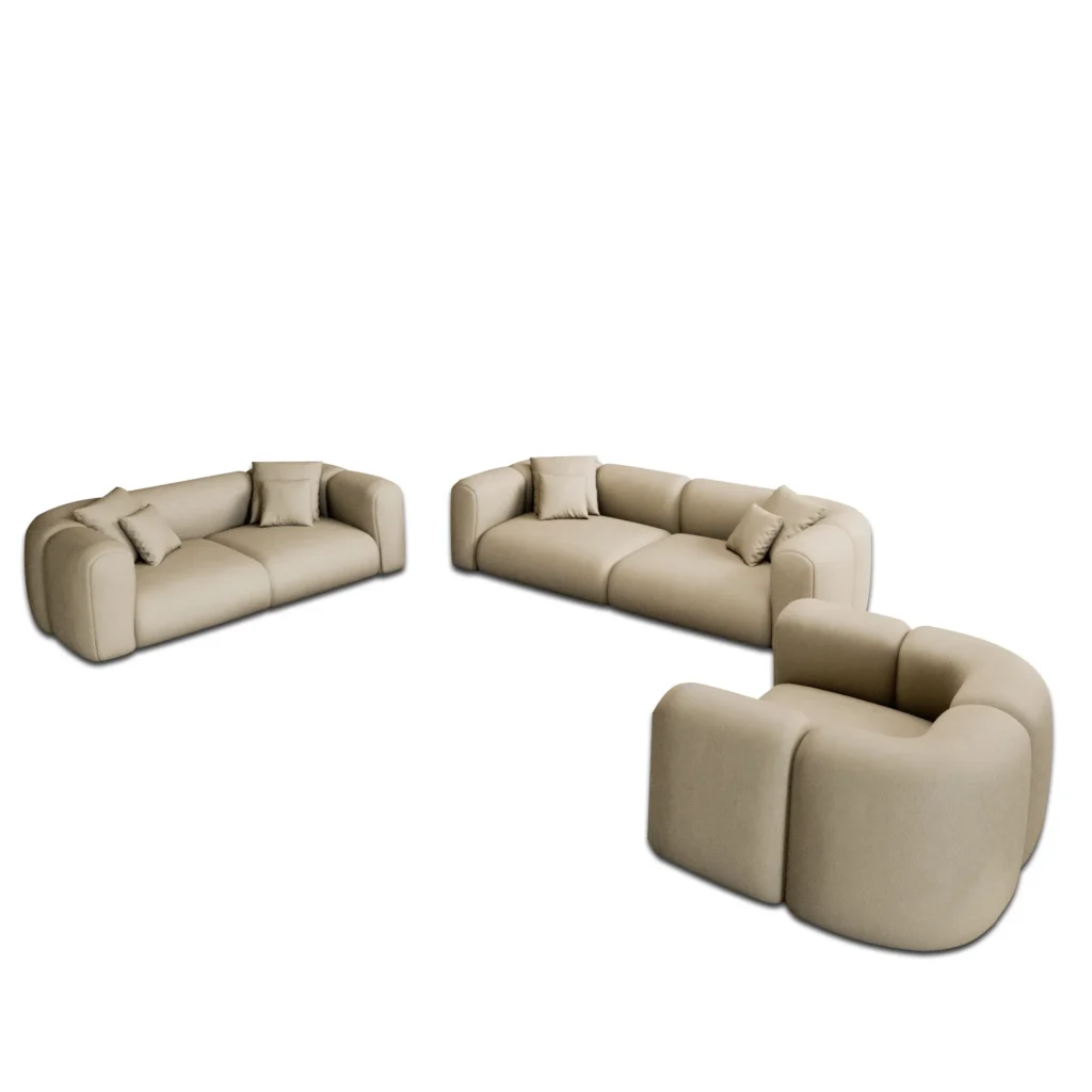 Echtleder 3-2-1-Sitzer Sofa Set Belio
