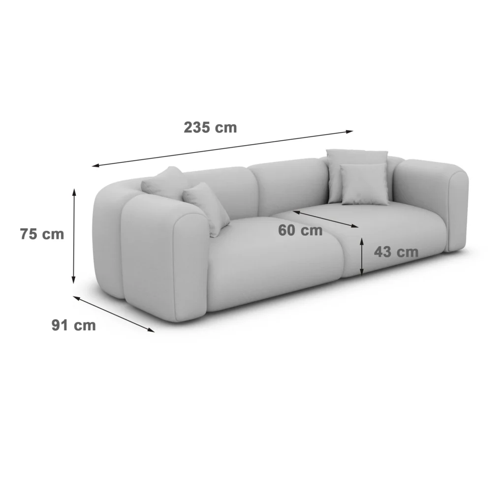 Bouclé 3-Sitzer Couch Belio