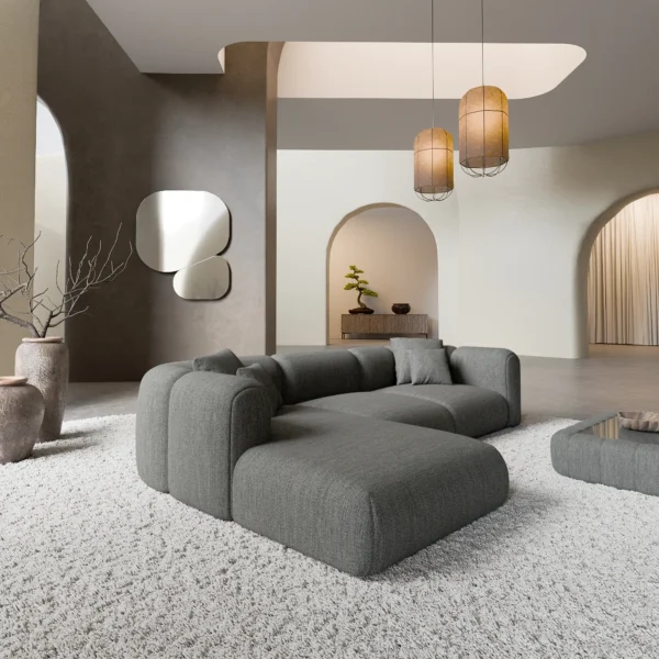 Strukturstoff L-Form Sofa Belio