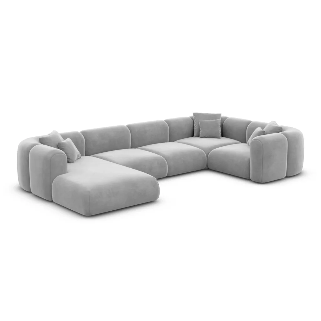 Samtstoff U-Form XL Wohnlandschaft Belio