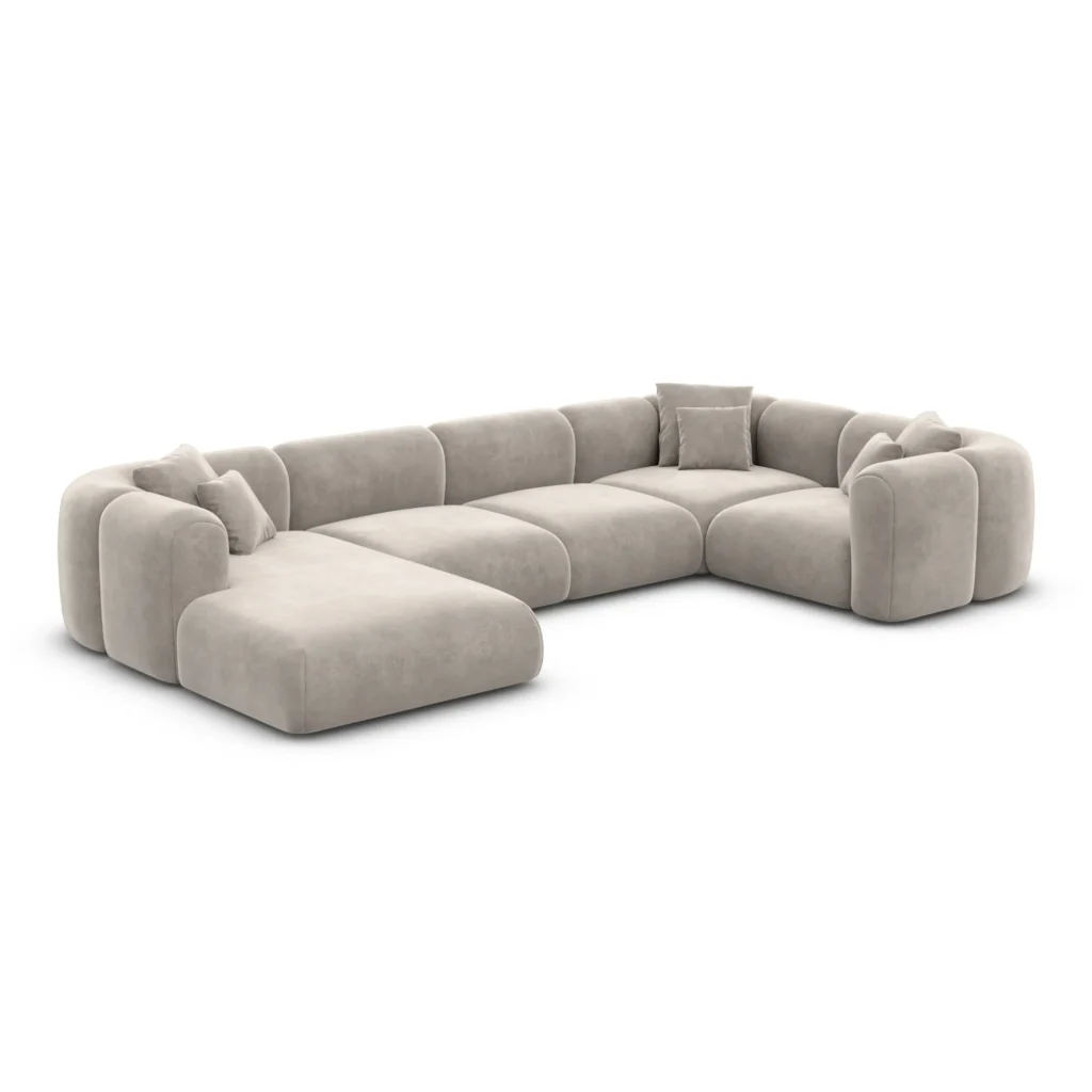 Samtstoff U-Form XL Wohnlandschaft Belio