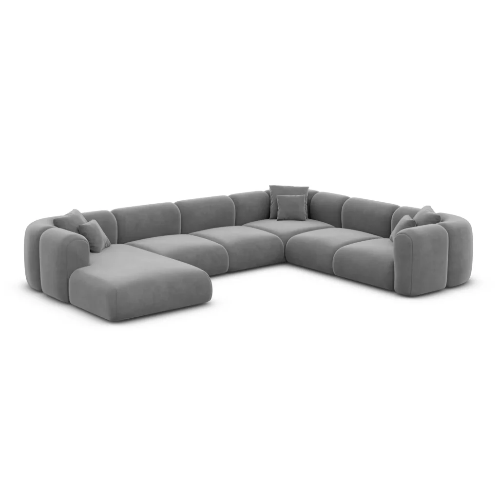 Samtstoff U-Form XXL Wohnlandschaft Belio