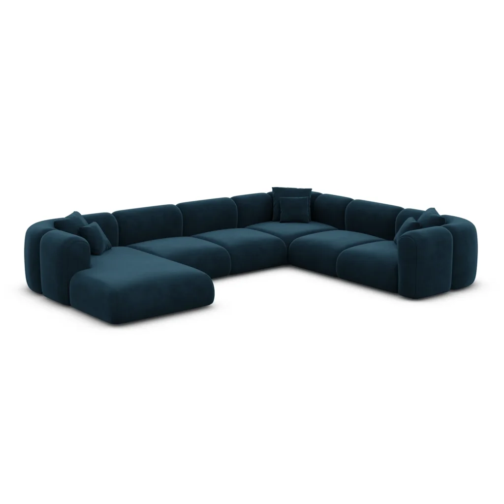 Samtstoff U-Form XXL Wohnlandschaft Belio