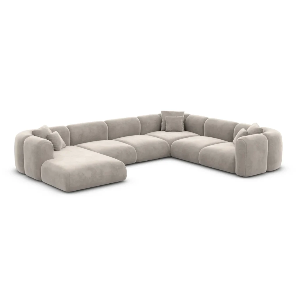 Samtstoff U-Form XXL Wohnlandschaft Belio