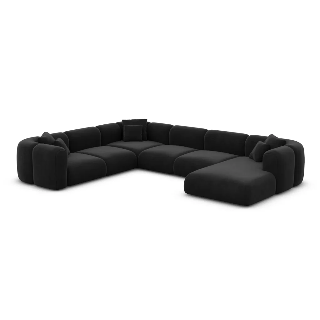 Samtstoff U-Form XXL Wohnlandschaft Belio