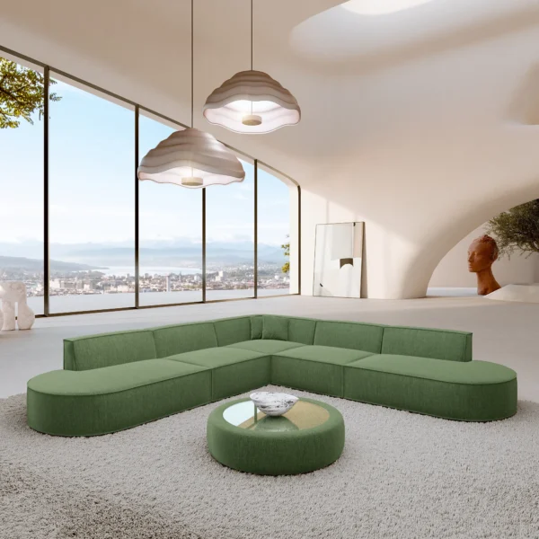 Strukturstoff Ecksofa Brevia – Green