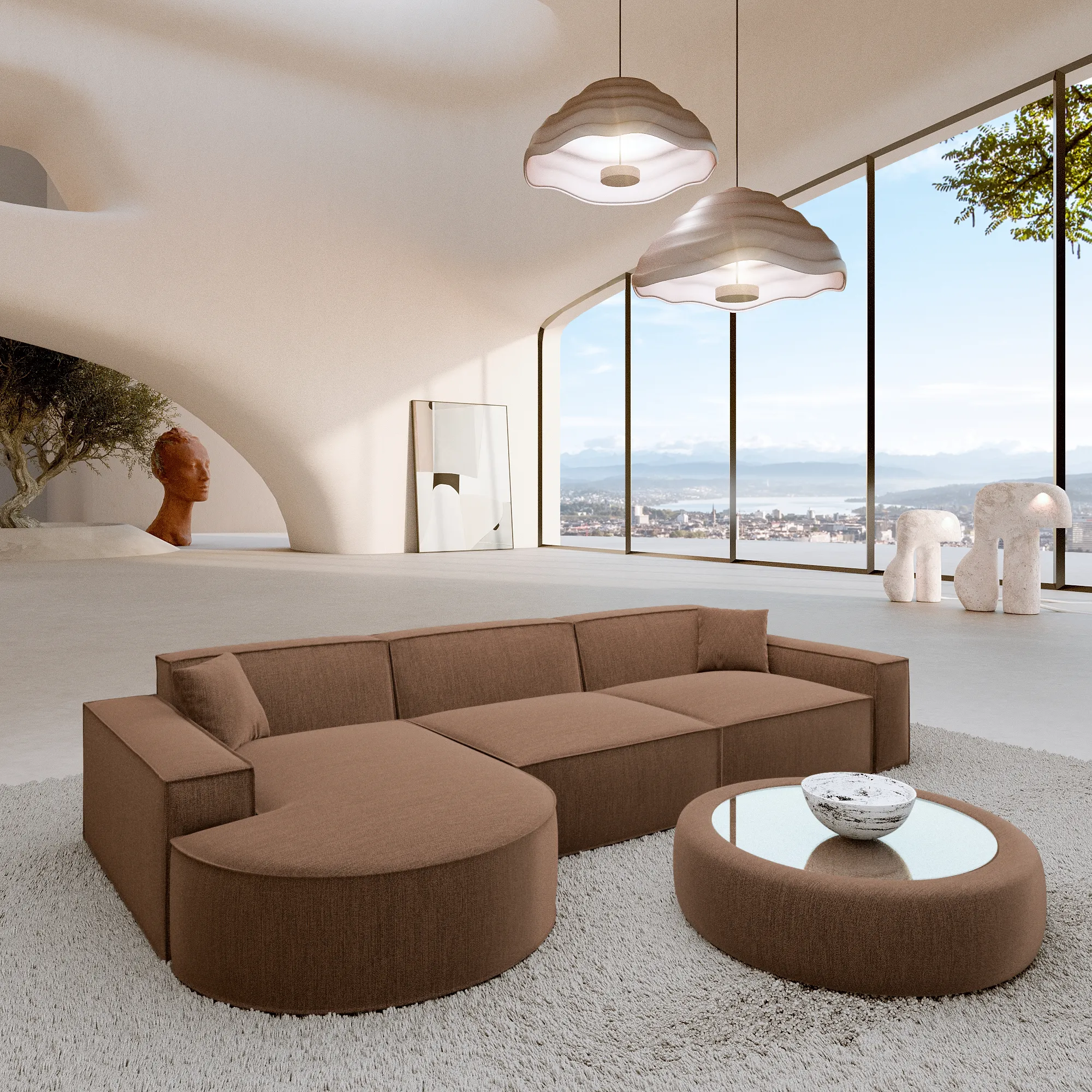 Strukturstoff L-Form Sofa Brevia