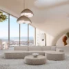 Strukturstoff L-Form Lounge Sofa Brevia