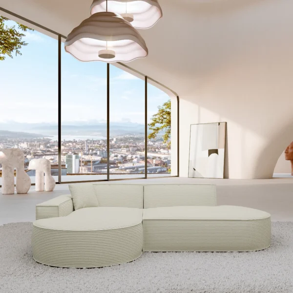 Cord L-Form Lounge Studio Sofa Brevia – Light-beige Left