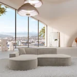 Samtstoff L-Form Lounge Studio Sofa Brevia