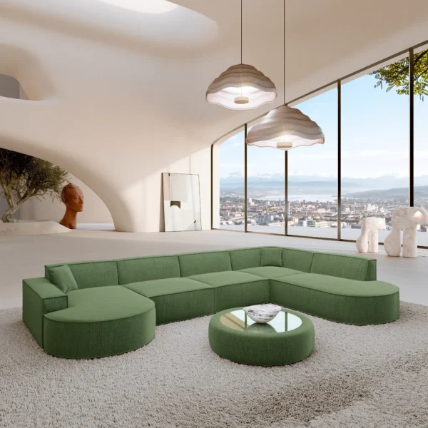 Strukturstoff U-Form XL Lounge Wohnlandschaft Brevia