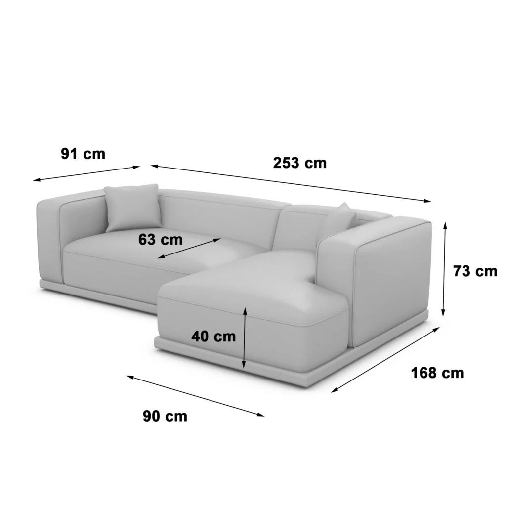 Bouclé L-Form Sofa Diora