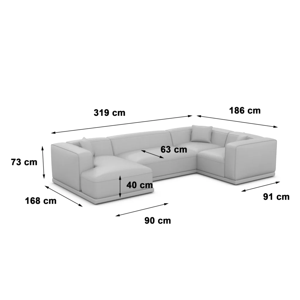 Bouclé U-Form XL Wohnlandschaft Diora