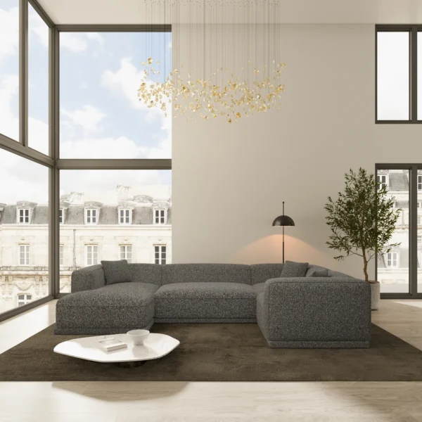 Bouclé U-Form XL Wohnlandschaft Diora