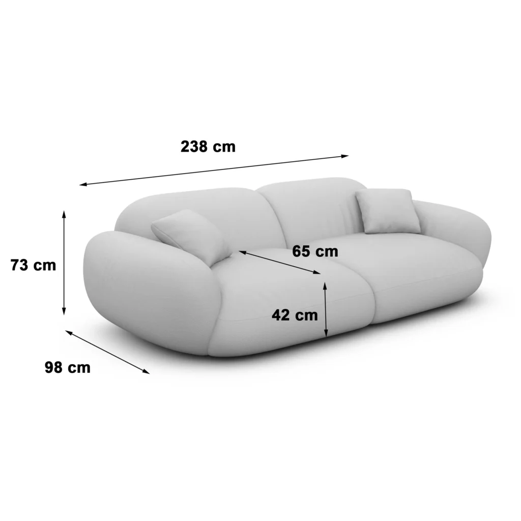 Strukturstoff 3-Sitzer Couch Elara