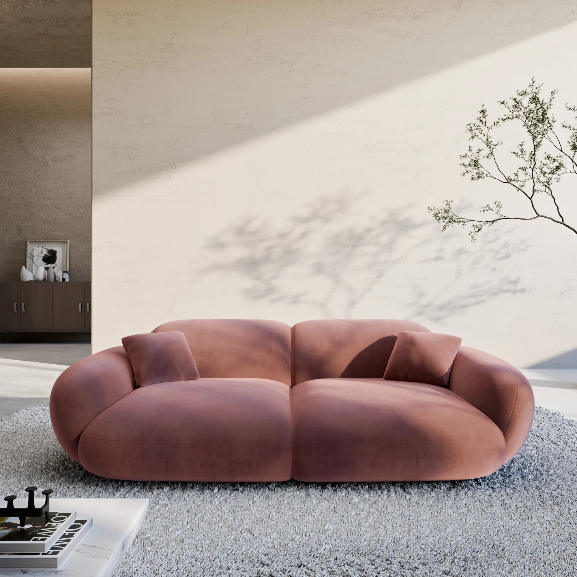 Samtstoff 3-Sitzer Couch Elara – Bild 3